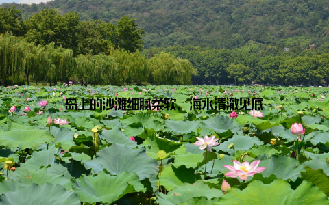 岛上的沙滩细腻柔软, 海水清澈见底